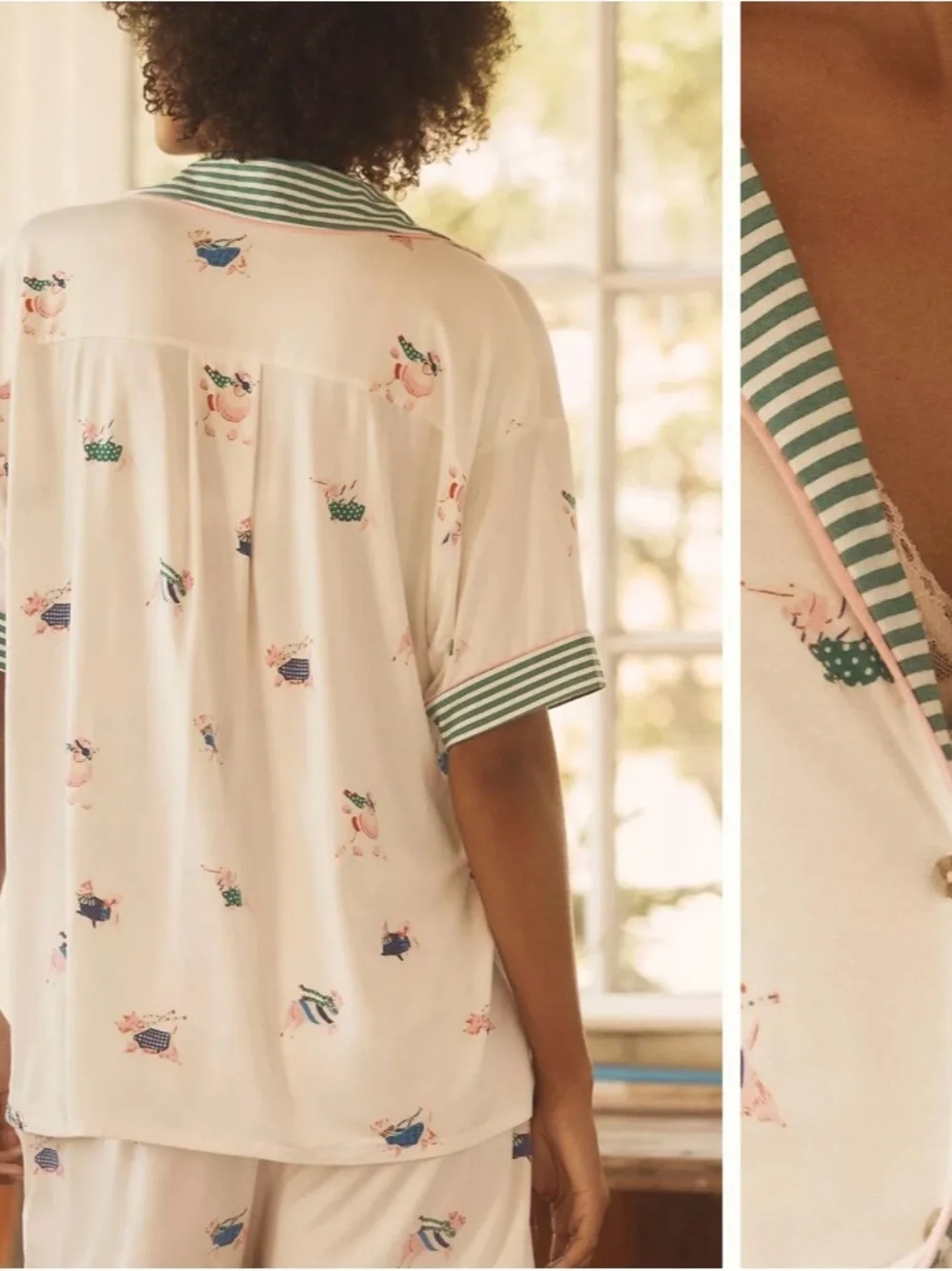 NWT Lyrebird by Anthropologie Modaluxe Short Sleeve Pajama Set with Dogs Large - Picture 4 of 11